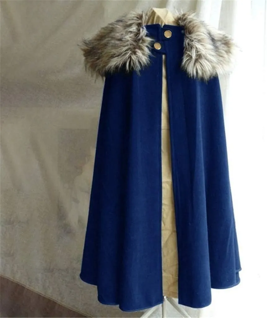 Winter Jacket Cloak for Men Fur Neck Coats Warm Long Cape Fashion Thick Shawl Solid Color Cloak Soft Casual Outerwear