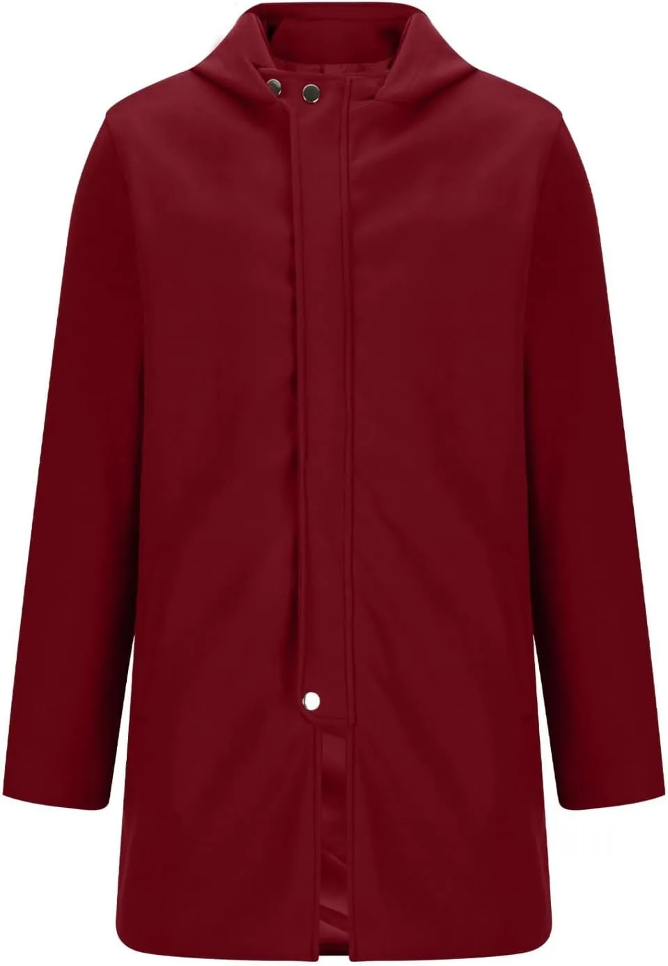 Winter Jackets for Men Long Trench Coat Zip Up Jacket with Hood Wool Blend Peacoat Warm Thick Outerwear 2024