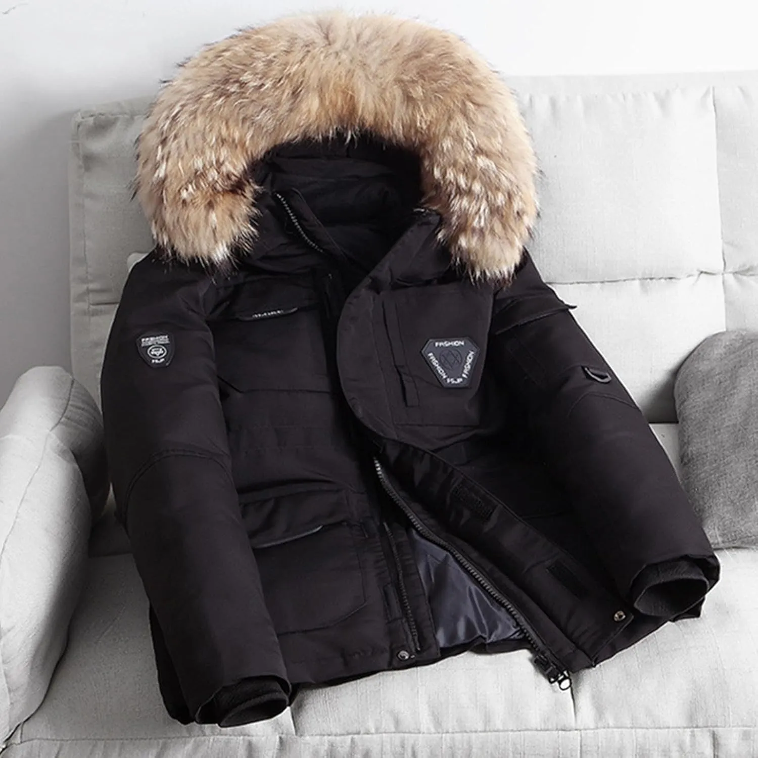 Winter Jackets for Men with Hood Thickened Warm Lightweight Puffer Jacket Casual Windproof Mid-Length Insulated Down Coats