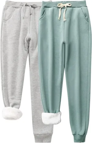 Winter Pants with Pockets Fuzzy Pants Womens Fuzzy Pajama Pants Winter Casual Flannel Pants Long Fleece Lined Pants