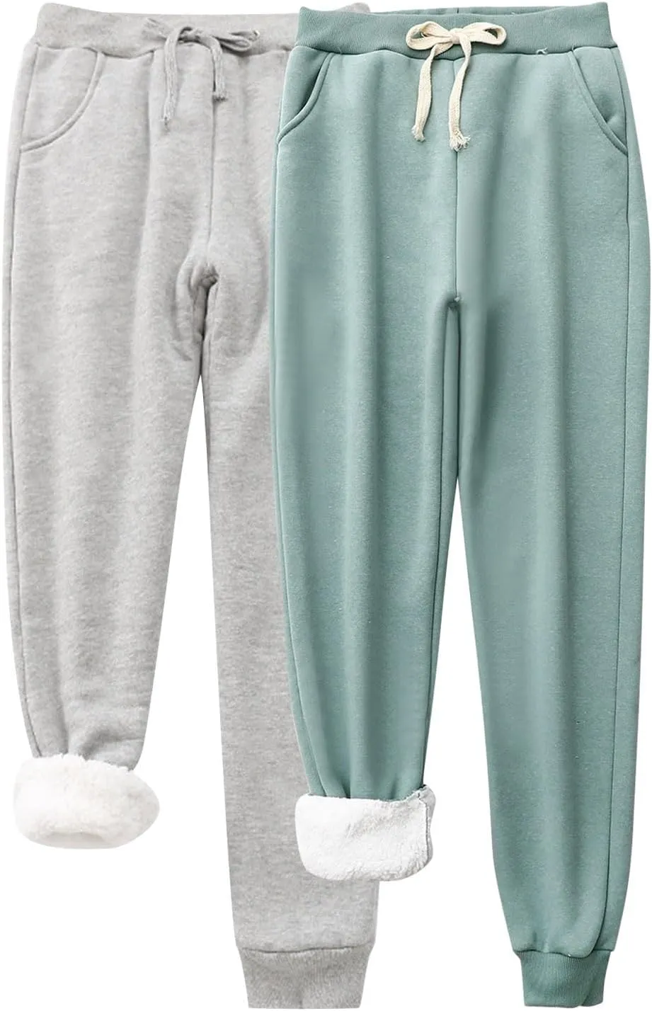 Winter Pants with Pockets Fuzzy Pants Womens Fuzzy Pajama Pants Winter Casual Flannel Pants Long Fleece Lined Pants