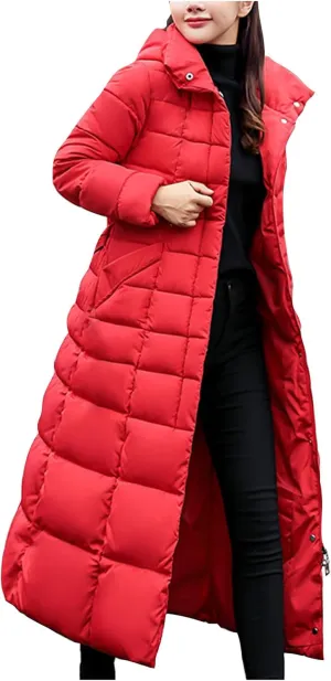 Winter Warm Coats for Women Thick Cotton Down Jacket Solid Color Hooded Padded Outerwear with Detachable Fur Collar