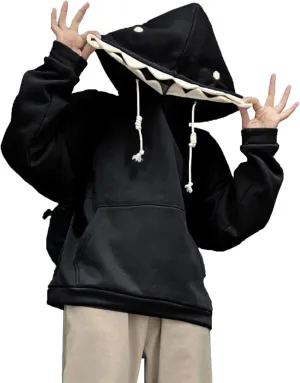Women Cute Shark Hoodies Zip up Hoodie Over Face Oversized Kawaii Frog Anime Hooded Pullover Sweatshirts Funny Clothes