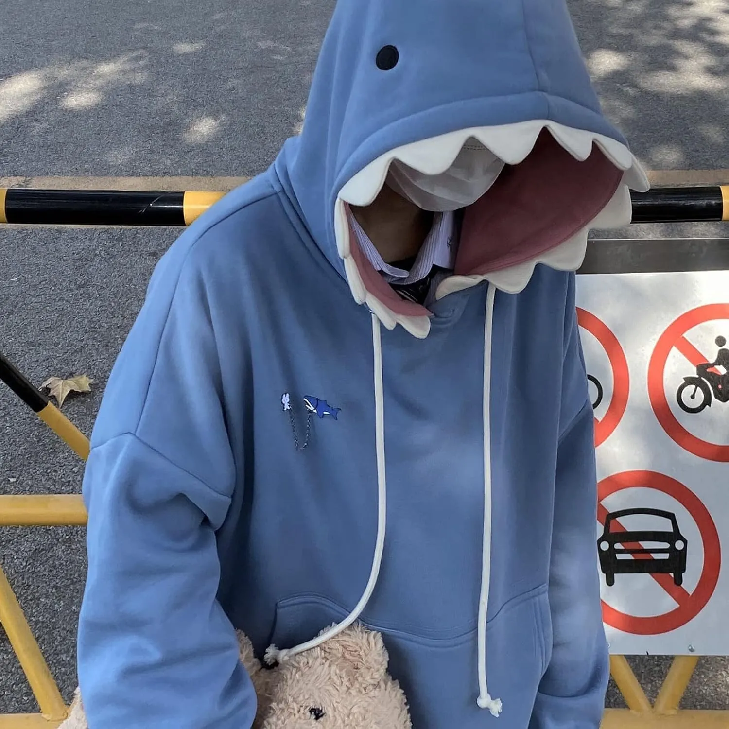 Women Cute Shark Hoodies Zip up Hoodie Over Face Oversized Kawaii Frog Anime Hooded Pullover Sweatshirts Funny Clothes