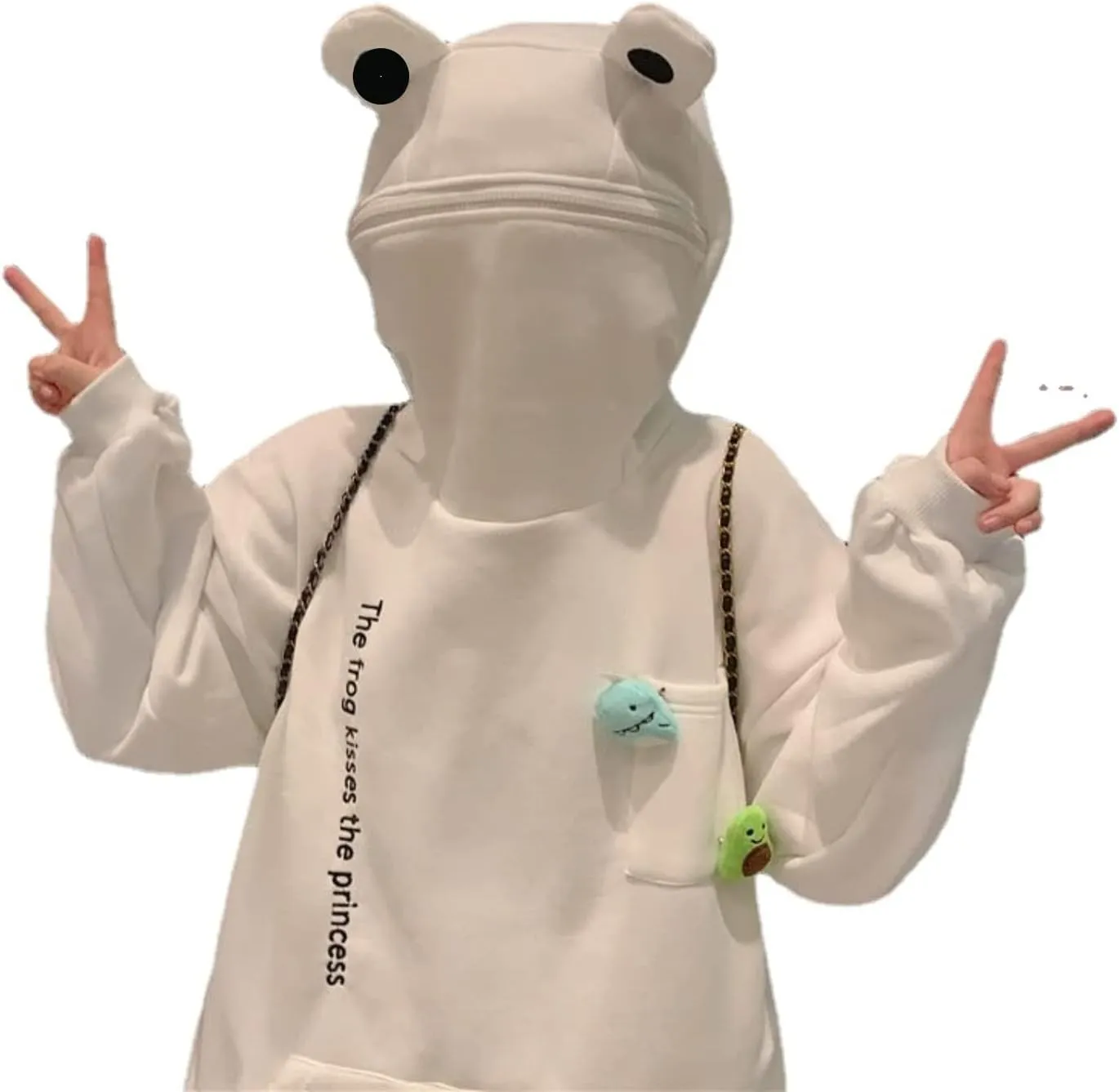 Women Cute Shark Hoodies Zip up Hoodie Over Face Oversized Kawaii Frog Anime Hooded Pullover Sweatshirts Funny Clothes