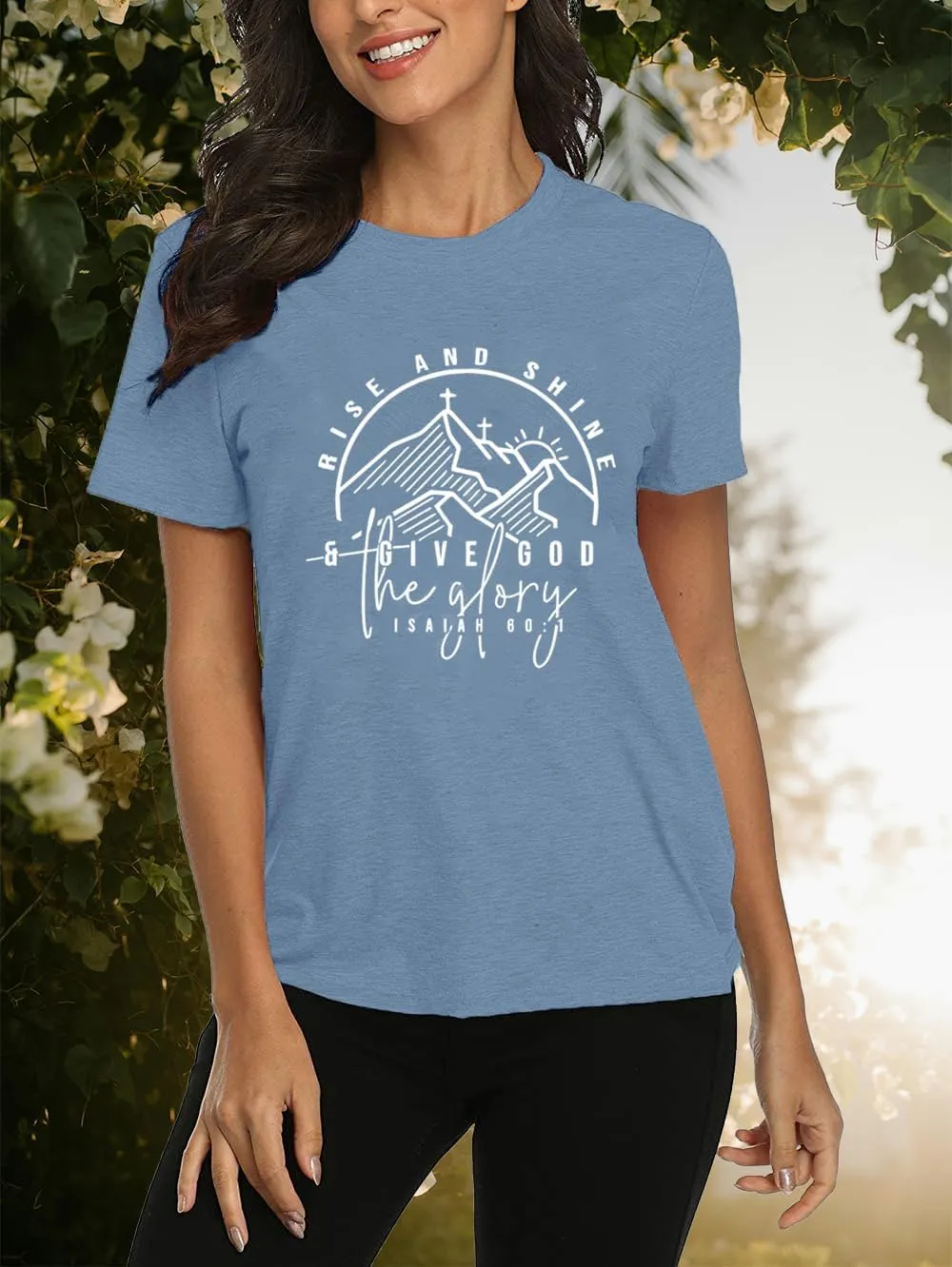 Women Hiking Mountain Shirt Nature Sunrise Graphic Printed Hiking T Shirt Summer Short Sleeve Workout Tee top