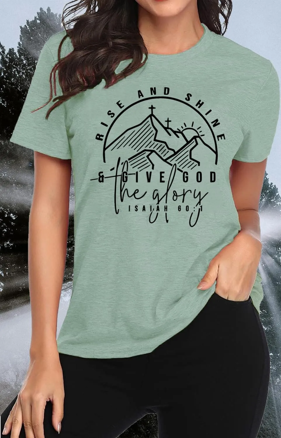 Women Hiking Mountain Shirt Nature Sunrise Graphic Printed Hiking T Shirt Summer Short Sleeve Workout Tee top