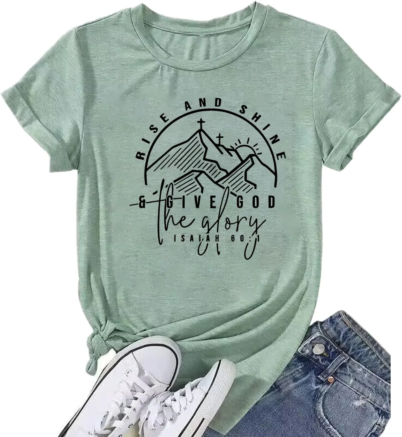 Women Hiking Mountain Shirt Nature Sunrise Graphic Printed Hiking T Shirt Summer Short Sleeve Workout Tee top