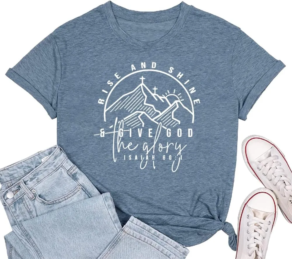 Women Hiking Mountain Shirt Nature Sunrise Graphic Printed Hiking T Shirt Summer Short Sleeve Workout Tee top