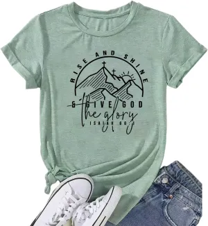 Women Hiking Mountain Shirt Nature Sunrise Graphic Printed Hiking T Shirt Summer Short Sleeve Workout Tee top