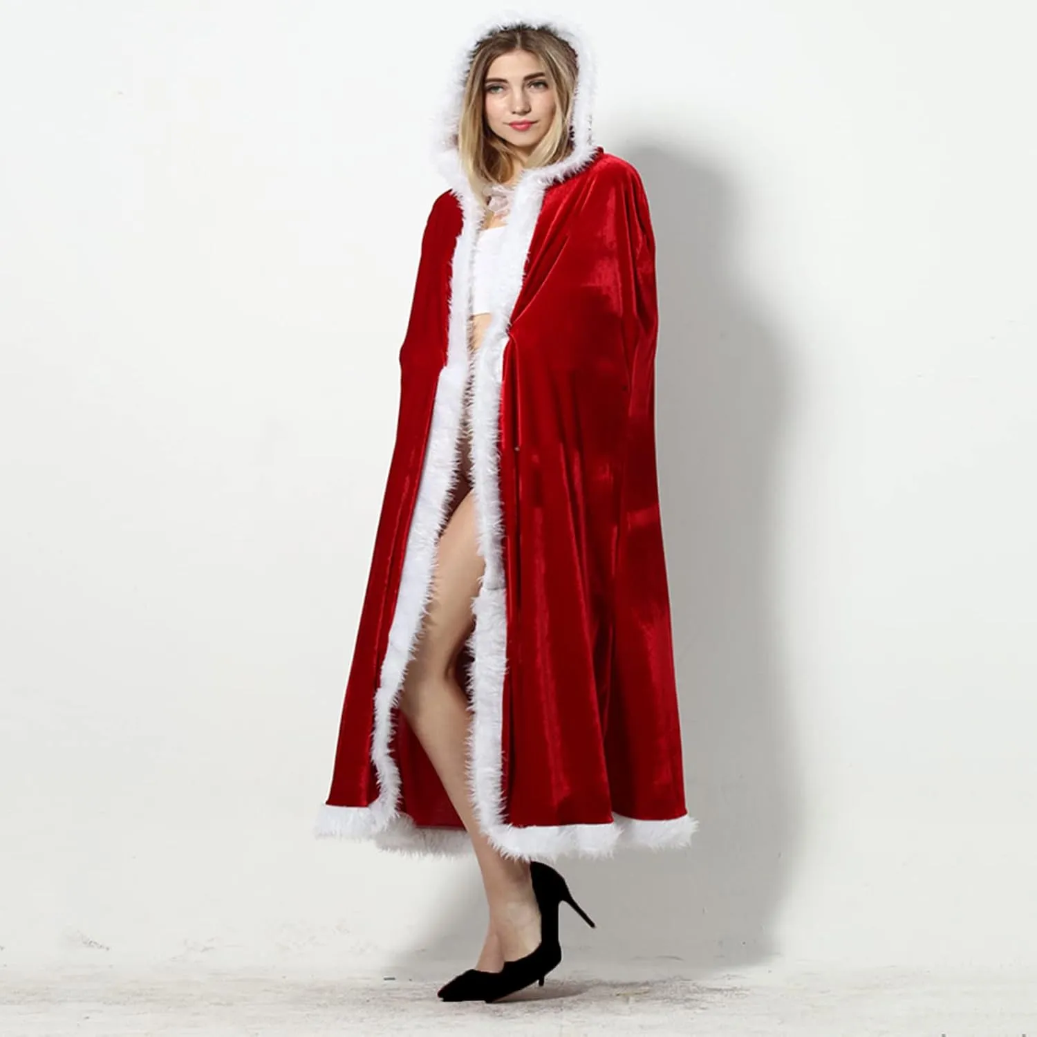Women Hooded Trench Coat 2022 Winter Fashion Open Front Cardigan Jacket Cape Woolen Poncho Long Maxi Cloak Outwear