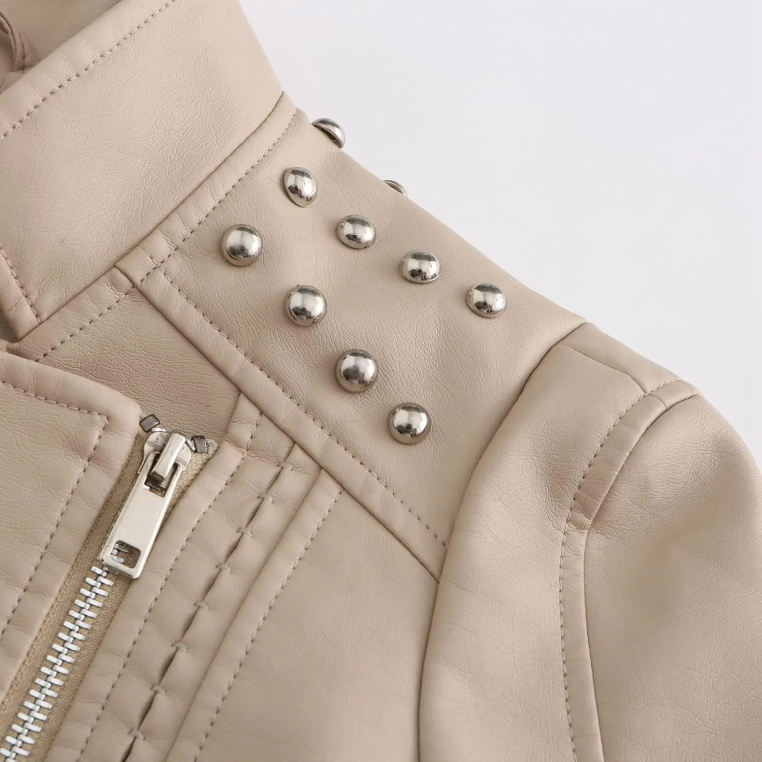 Women Leather Jacket Faux Motorcycle Coat Short Lightweight Pleather Crop Coat Fashion ZIpper Fleece Cardigan Womens Coat