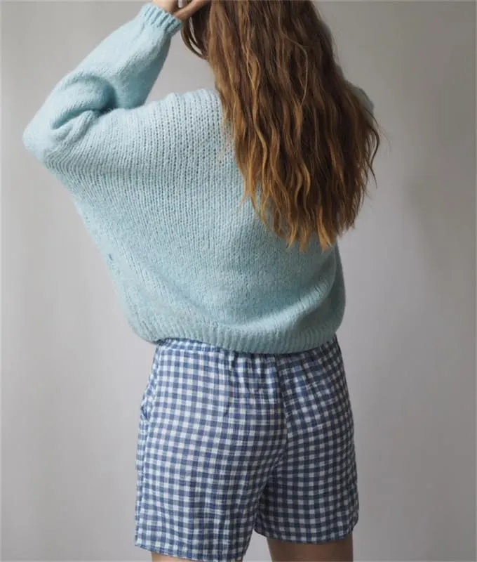 Women Tie Front Oversized Knitted Cardigan Y2k Girls Knitwear Sweater Top Lantern Sleeve Open Front Cardigan