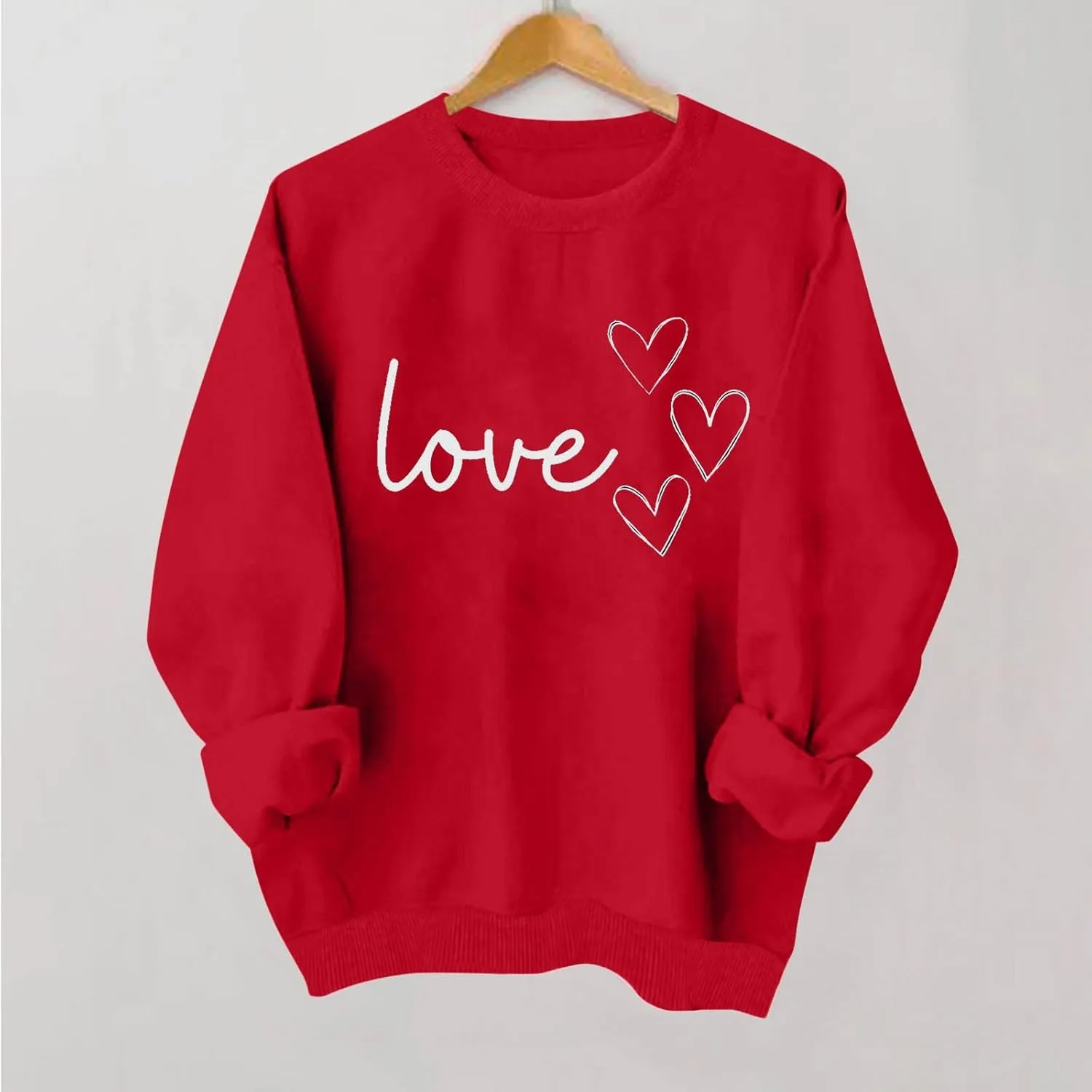 Women Valentine's Day Sweatshirt 2025 Oversized Long Sleeve Red Pullovers Love Heart Graphic Valentines Sweaters