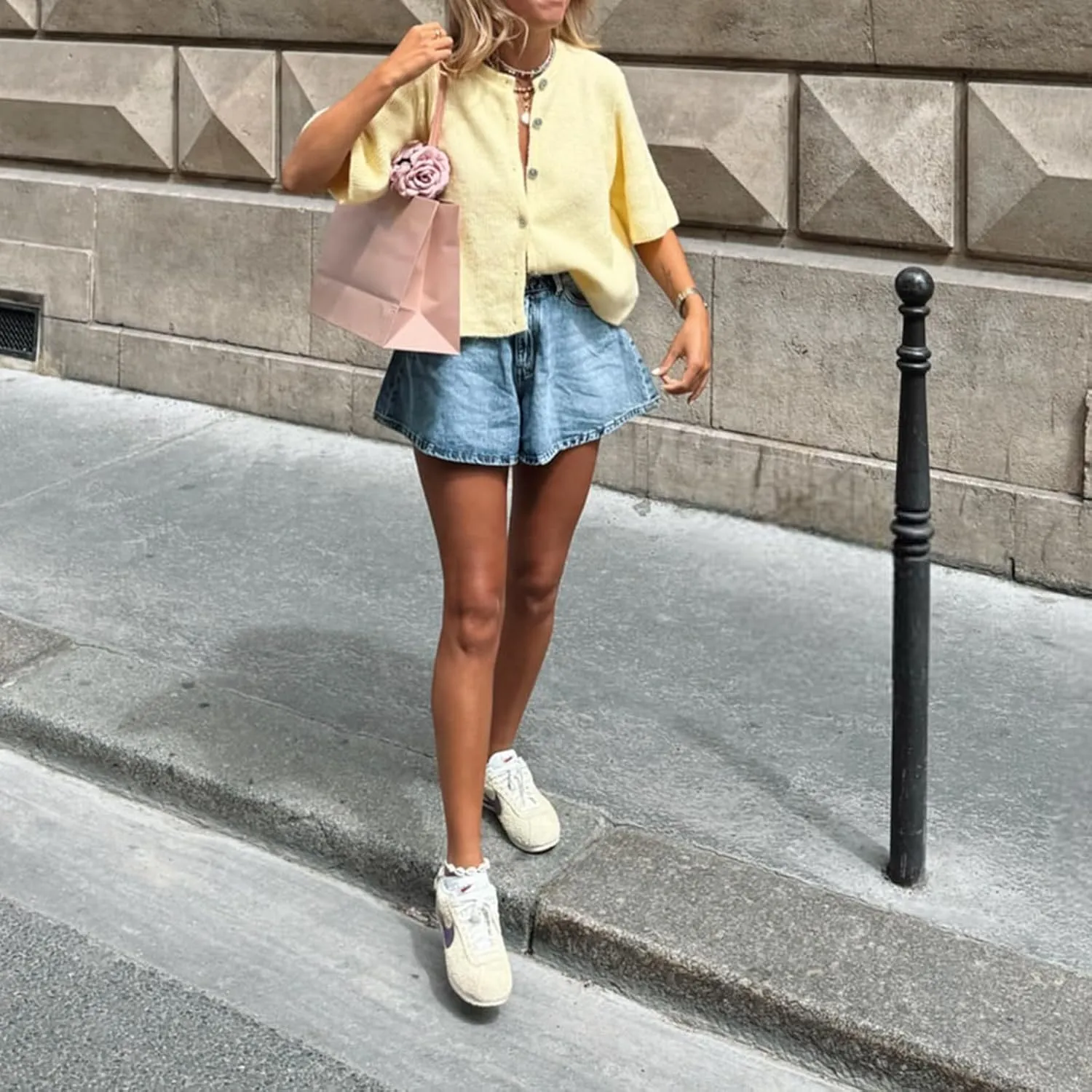 Women Y2K Crop Cardigan Sweater Crewneck Short Sleeve Button Down Knit Crop Top Teen Girls Aesthetic Cute Cardigan