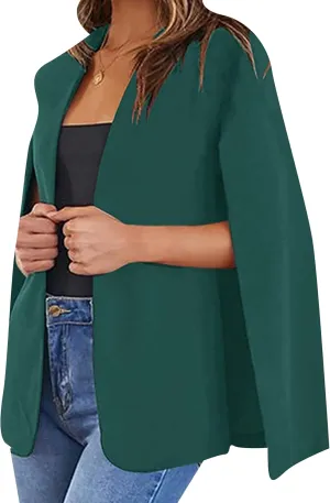 Women's Cape Blazer Solid Color Split Sleeved Casual Office Commuting Cape Jacket