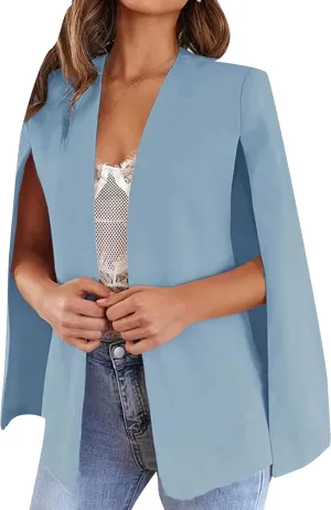 Women's Cape Blazer Solid Color Split Sleeved Casual Office Commuting Cape Jacket