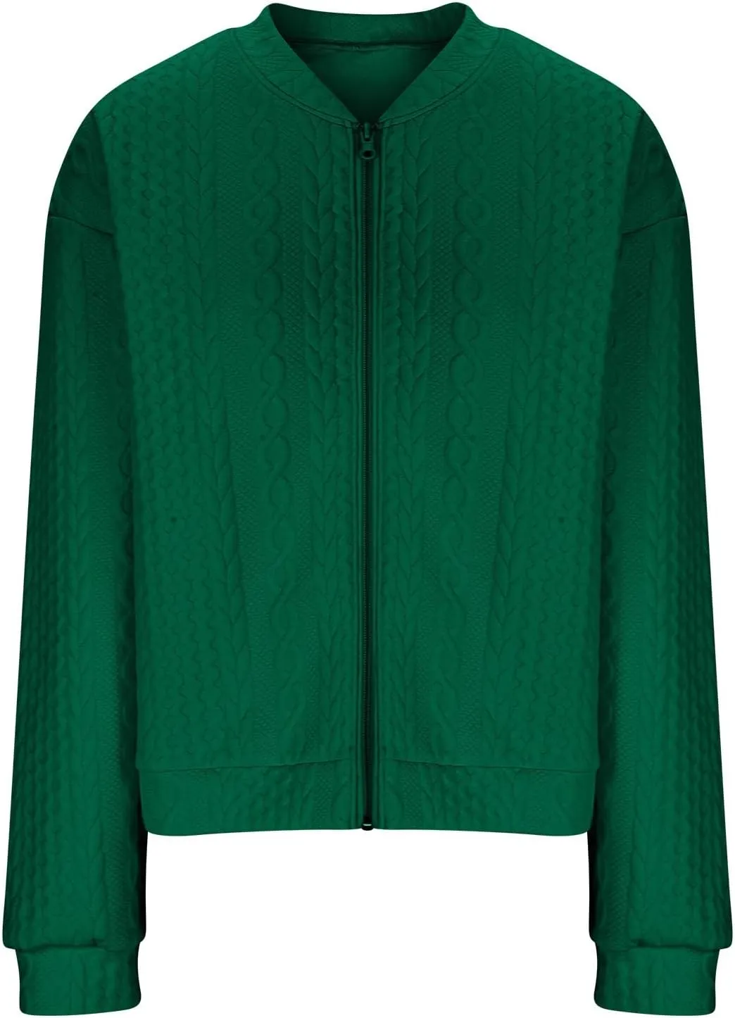 Women's Cardigan Zip Up Cable Knit Long Sleeve Trendy Y2K Sweater Jacket Crewneck Casual Teen Girls Coat 2024 Fall