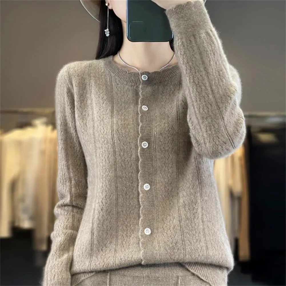 Women's Cashmere Cardigan Sweater Casual Soft Long Sleeve Button Down Knitted Sweater Jacket