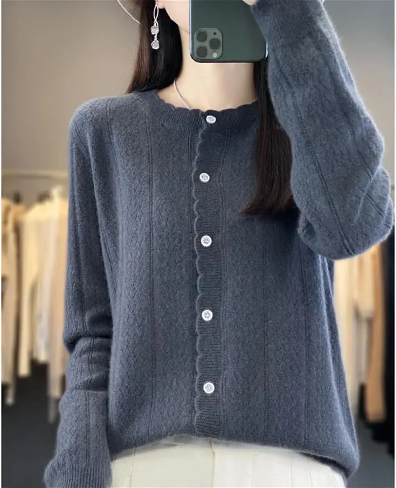 Women's Cashmere Cardigan Sweater Casual Soft Long Sleeve Button Down Knitted Sweater Jacket