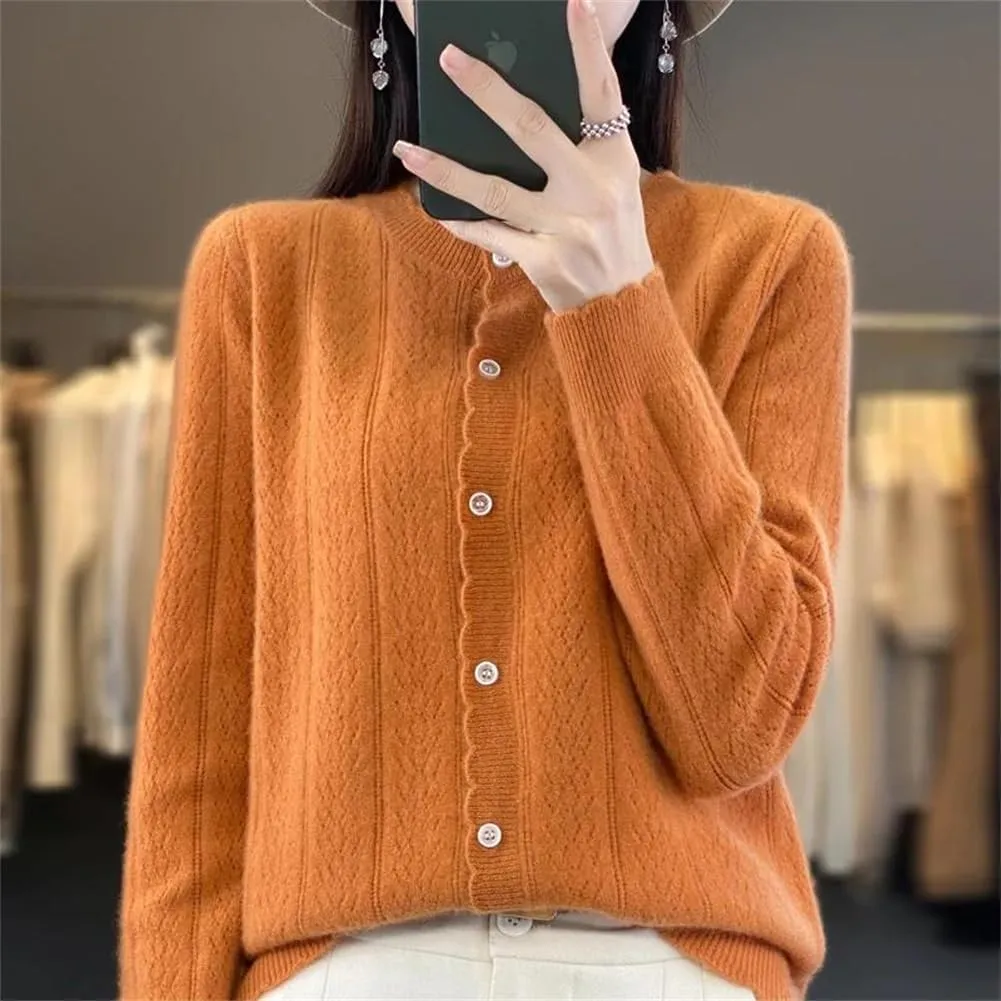 Women's Cashmere Cardigan Sweater Casual Soft Long Sleeve Button Down Knitted Sweater Jacket
