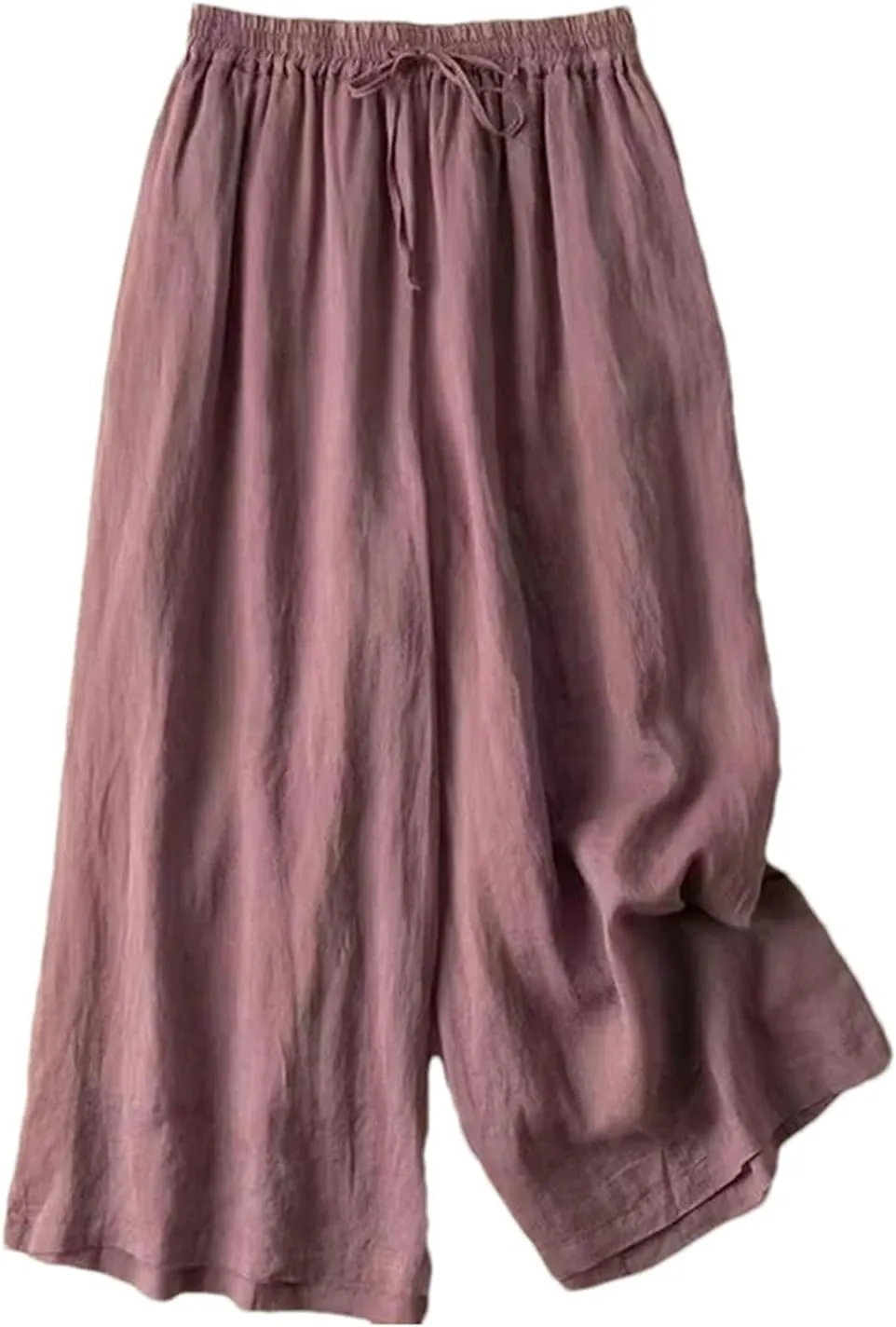 Women's Cotton Linen Wide Leg Pants  Loose Fit High Waist Straight Beach Casual Summer Trousers