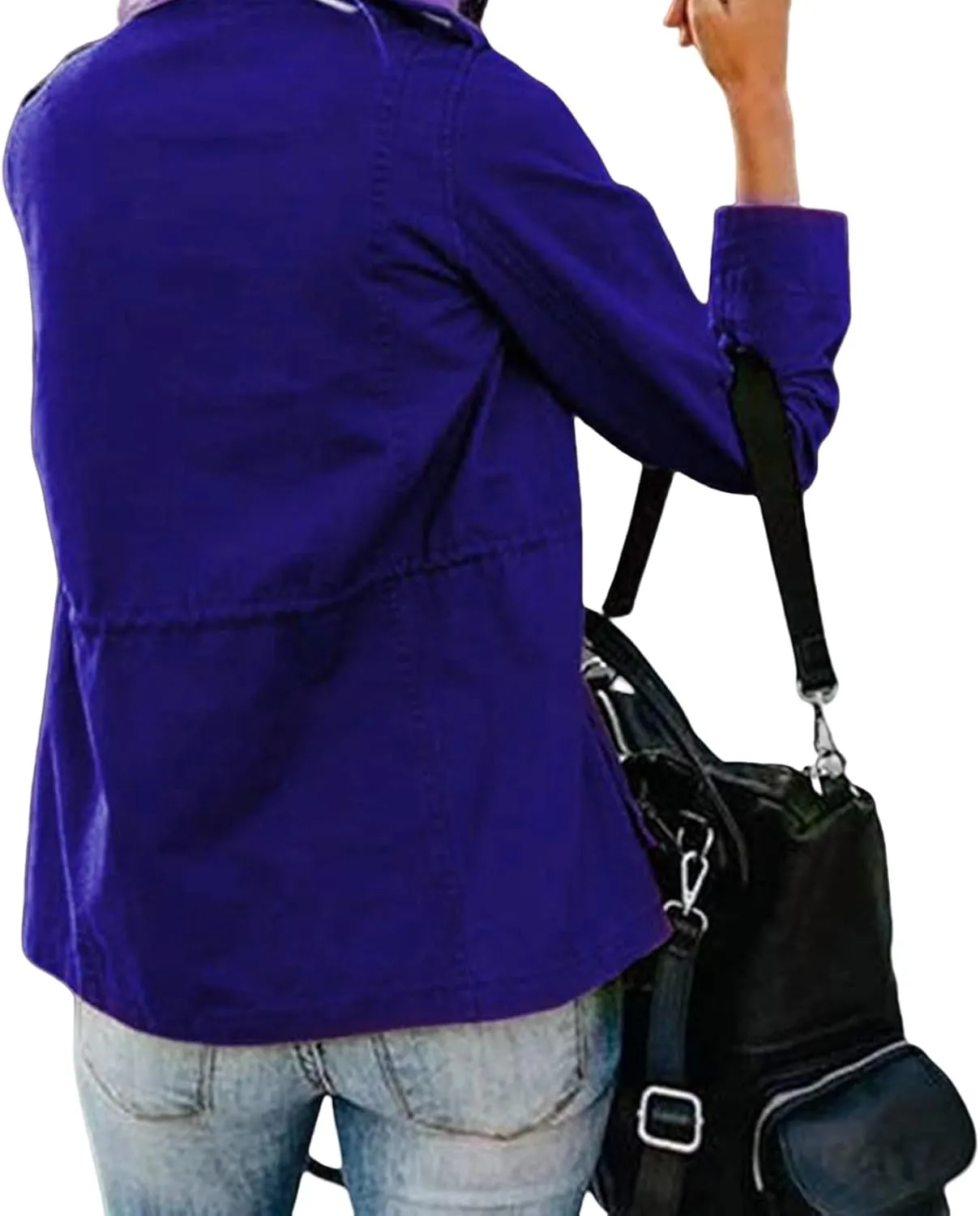 Womens Fall Jackets Military Anorak Jackets Lightweight Cargo Jacket Snap Buttons Parka Safari Utility Coats Pockets