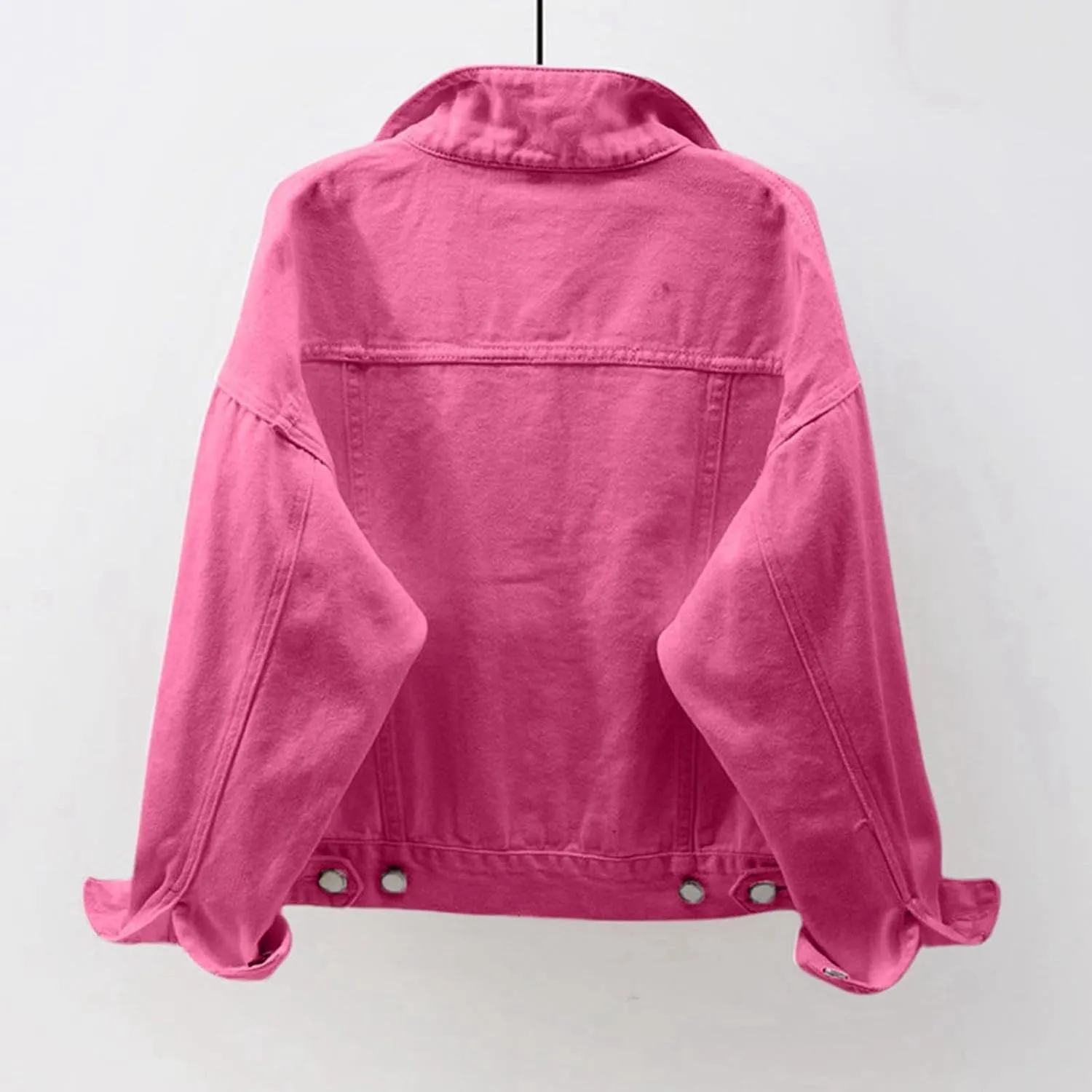 Women's Fashion Casual Colorful Solid Size Large Pocket Button Denim Coat Women's Short Coat Ladies Denim Jacket