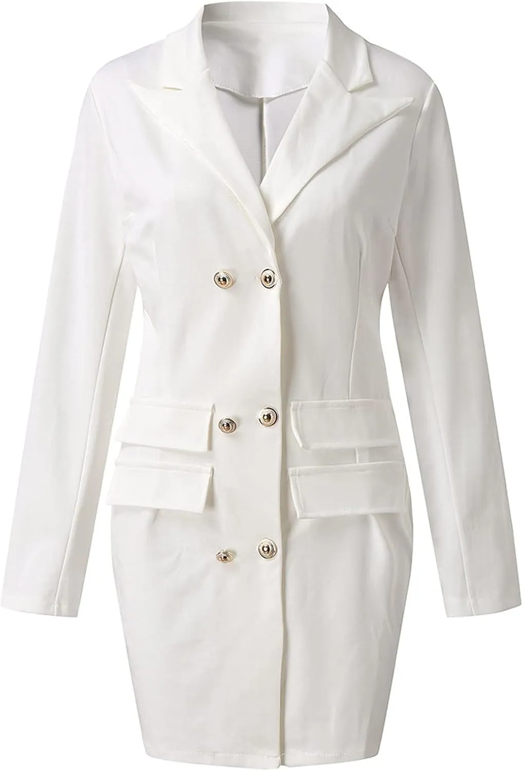 Women's Fashion Double Breasted Trench Coat Solid Color Slim Jacket Pocket Decoration Super Warm Winter
