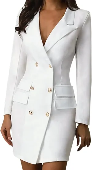 Women's Fashion Double Breasted Trench Coat Solid Color Slim Jacket Pocket Decoration Super Warm Winter