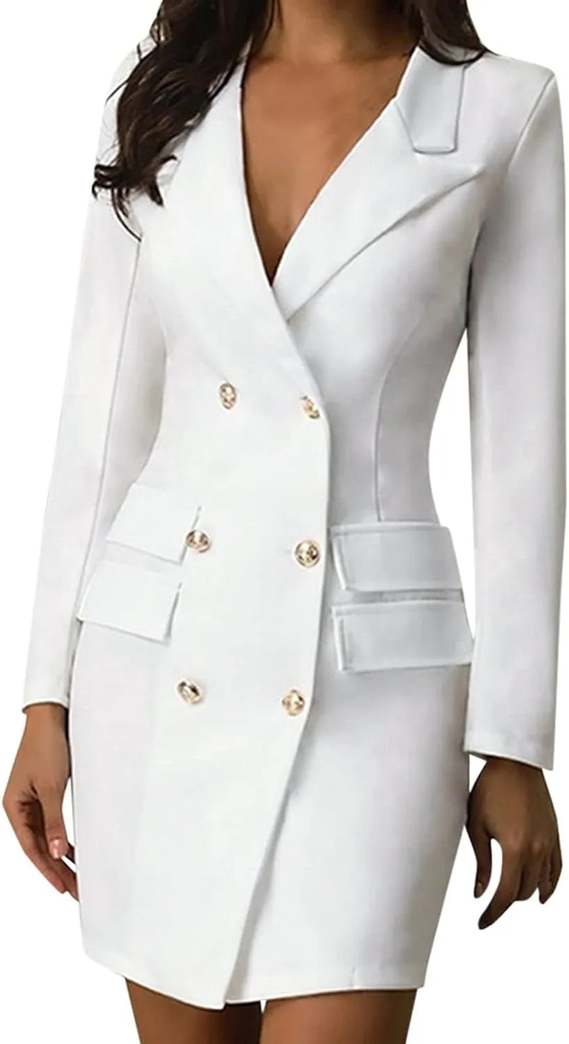 Women's Fashion Double Breasted Trench Coat Solid Color Slim Jacket Pocket Decoration Super Warm Winter