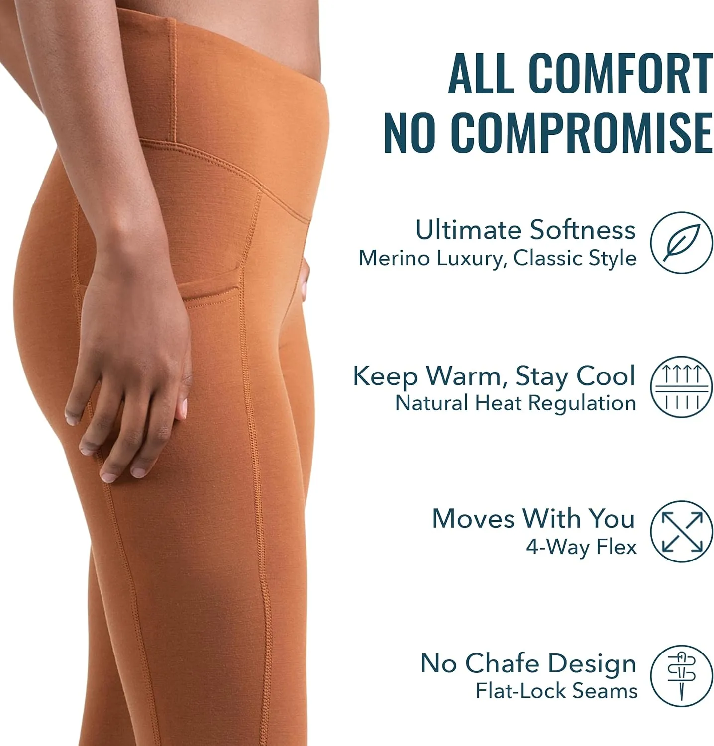 Women's Flex Merino Legging by Woolly | RWS Certified | Ultra-Soft, Breathable, Seattle Designed