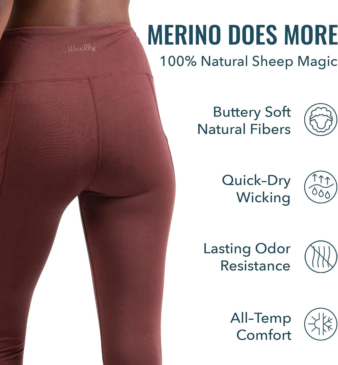 Women's Flex Merino Legging by Woolly | RWS Certified | Ultra-Soft, Breathable, Seattle Designed