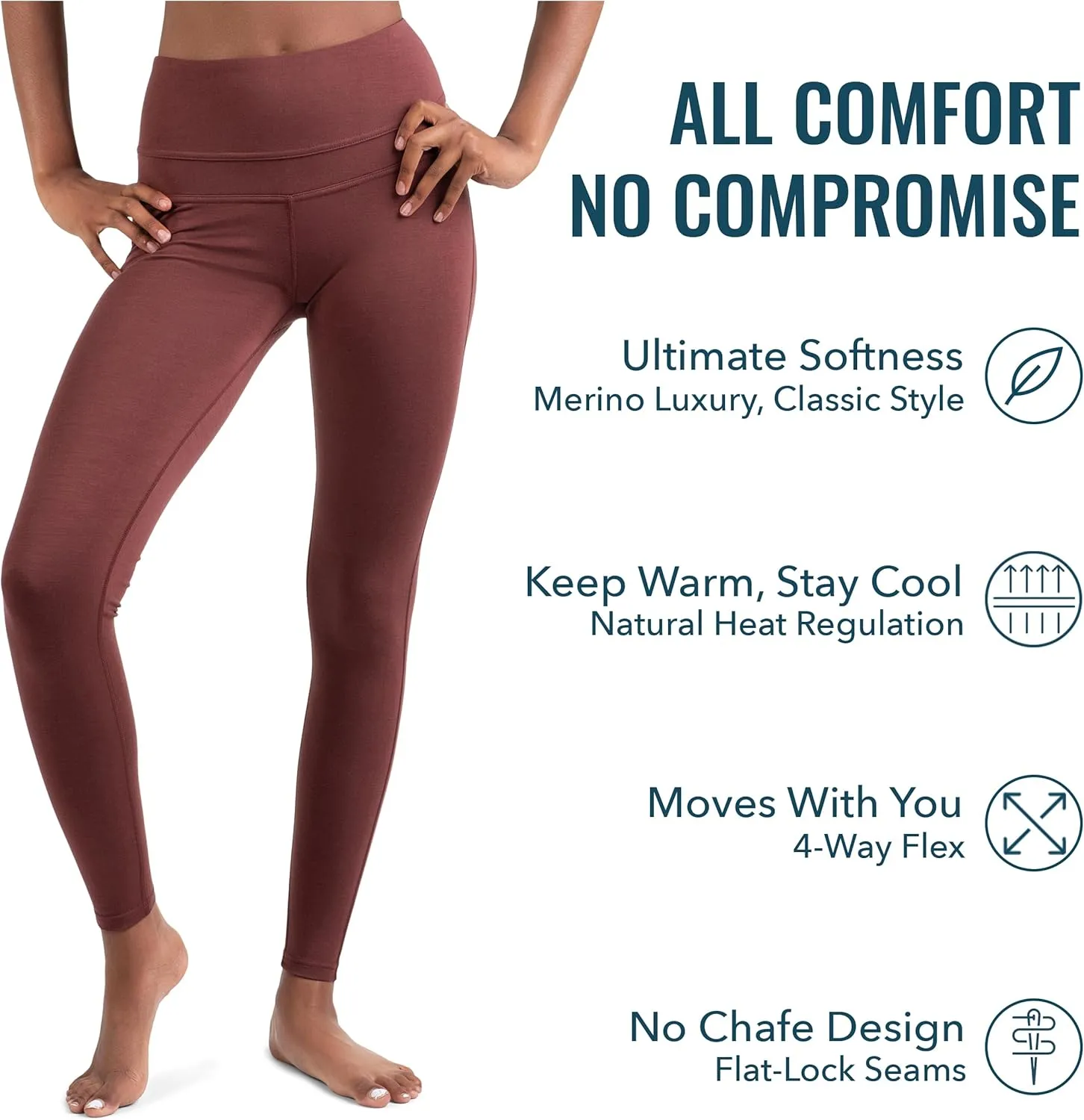 Women's Flex Merino Legging by Woolly | RWS Certified | Ultra-Soft, Breathable, Seattle Designed