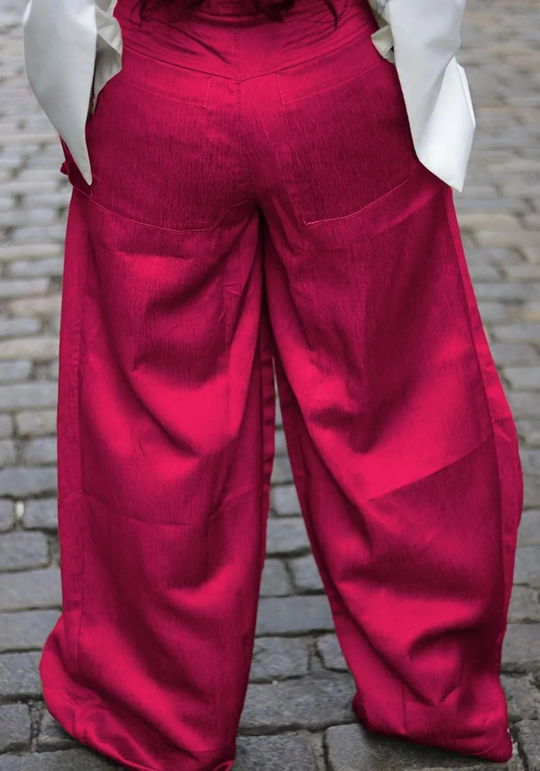 Women's High Waisted Satin Cargo Pants Baggy Pants Wide Leg Casual Pants with Pocket Streetwear