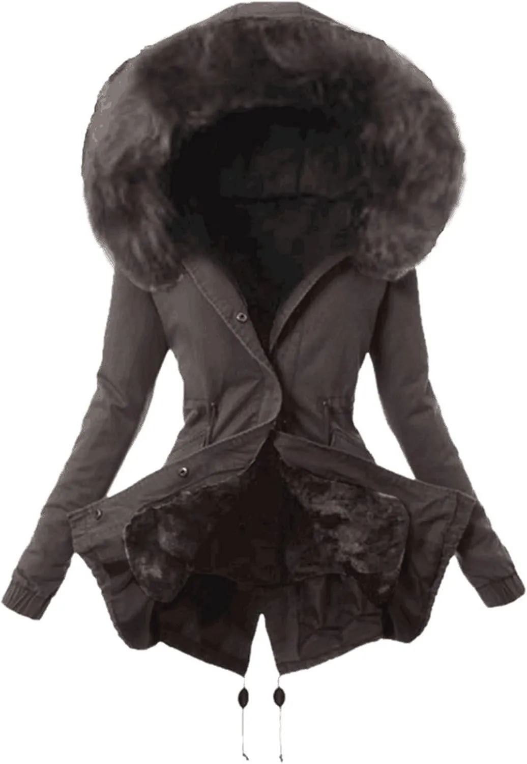 Womens Hooded Jacket Ladies Coat Womens Winter Warm Thick Long Jacket Hooded Overcoat