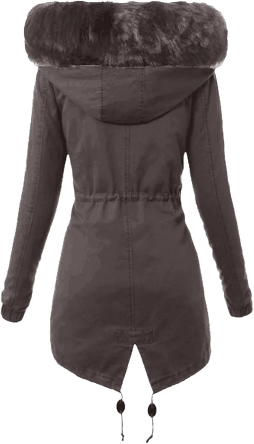 Womens Hooded Jacket Ladies Coat Womens Winter Warm Thick Long Jacket Hooded Overcoat