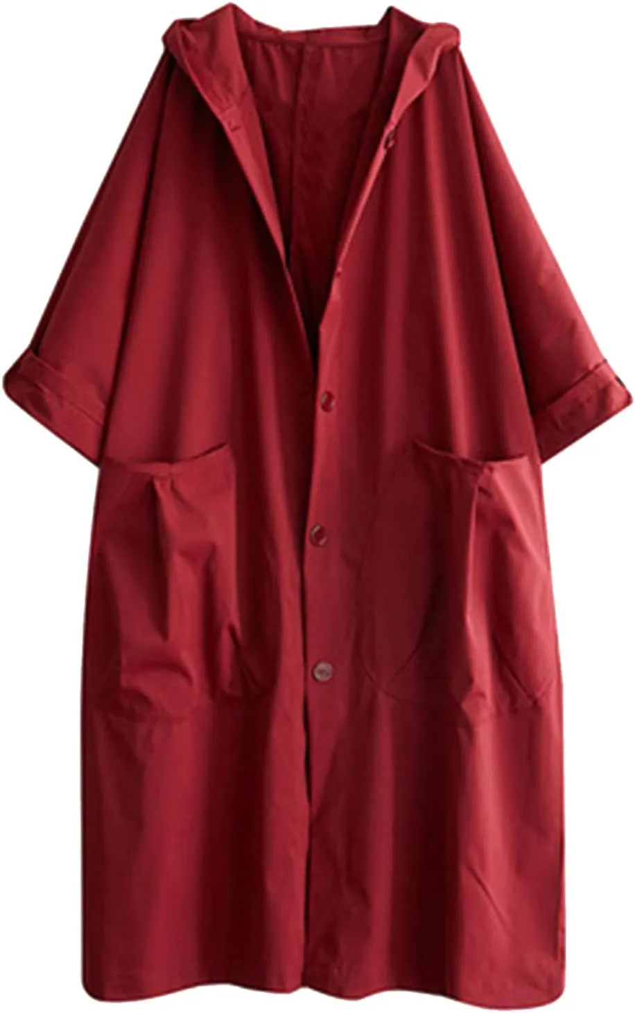 Womens Long Breasted Trench Coat Midi Length Overcoat Faux Leather Suit Jacket for Women