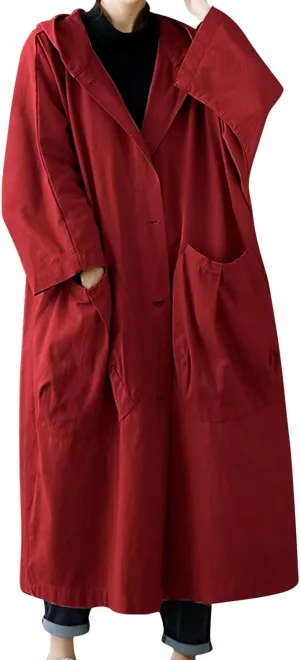 Womens Long Breasted Trench Coat Midi Length Overcoat Faux Leather Suit Jacket for Women