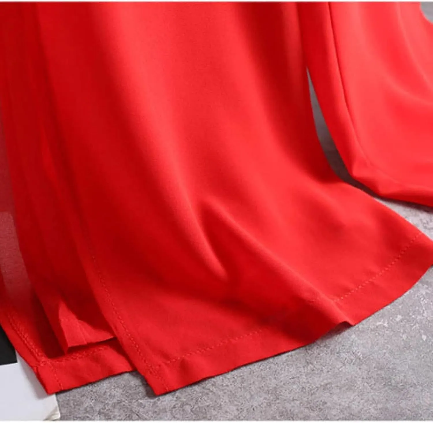 Women's Long Pants Summer Wide Leg Pants High Waist Double Layered Split Chiffon Long Pants Loose Dance Pants