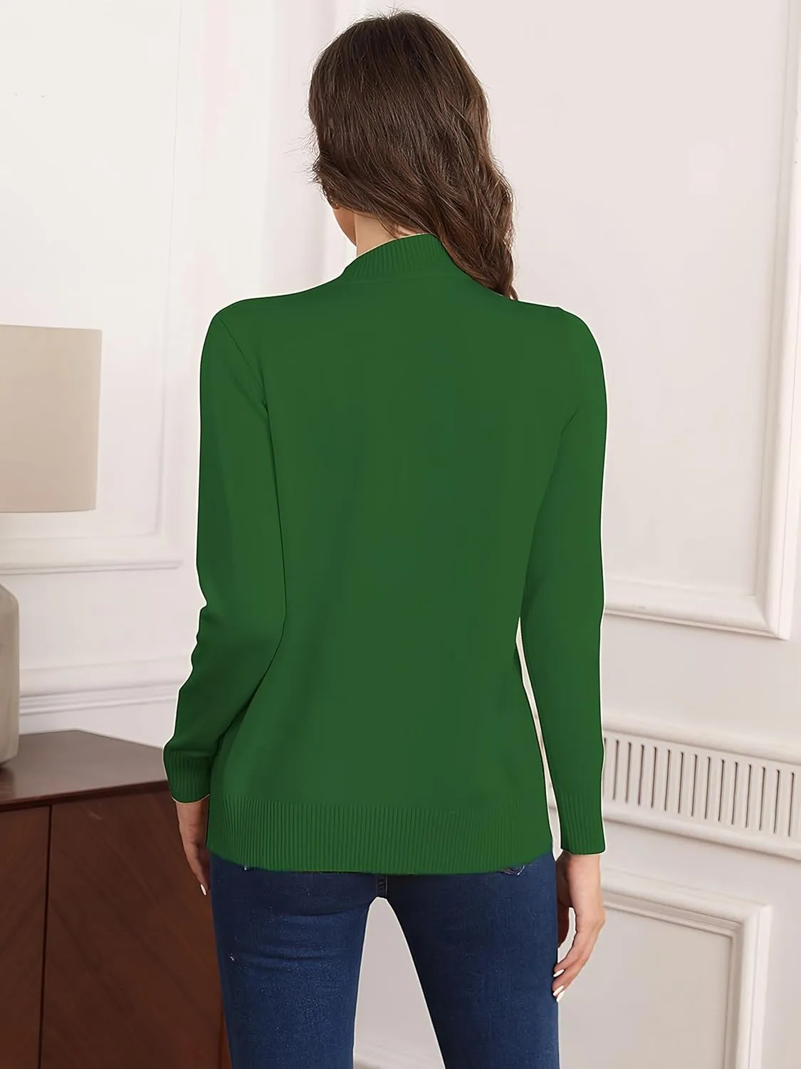 Women's Long Sleeve Zipper Sweater Knit Cardigan Sweater Lightweight Zipper Sweatshirt Casual Jacket