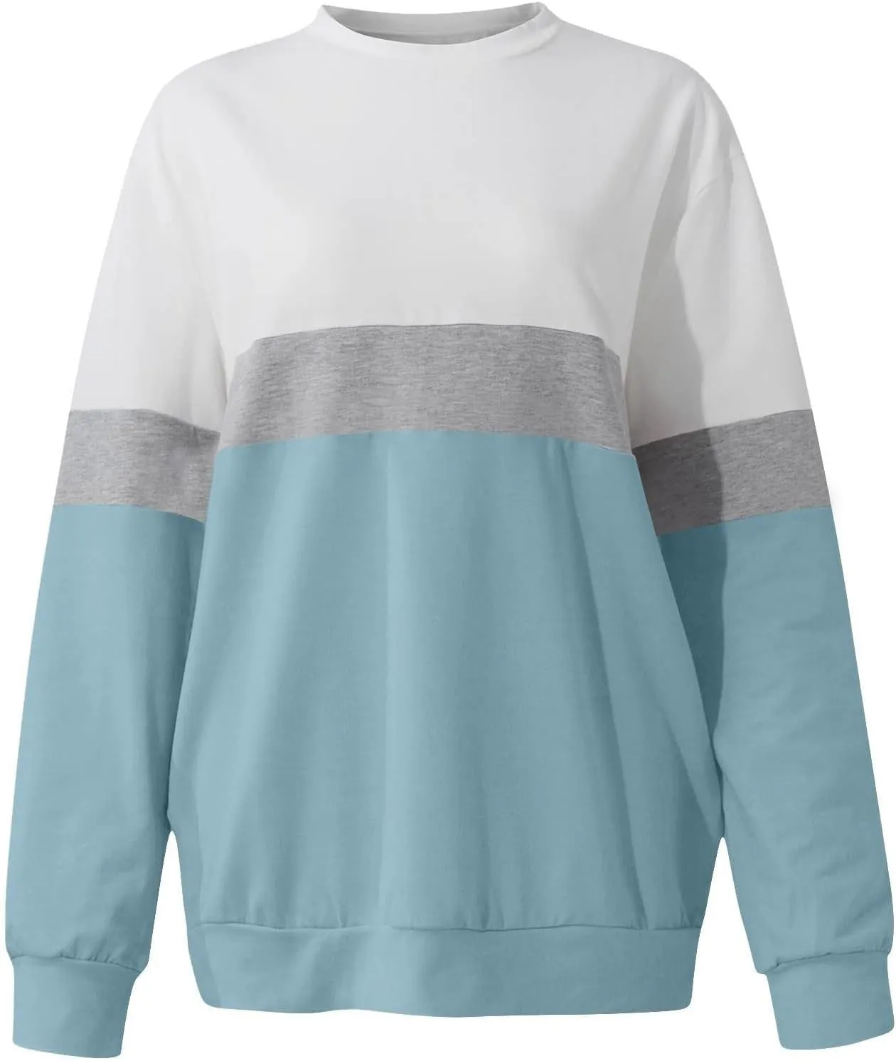 Women's Oversized Color Pullover Sweatshirts,2024 Winter Crew Neck Long Sleeve Tunic,Cute Trendy Comfy Clothes