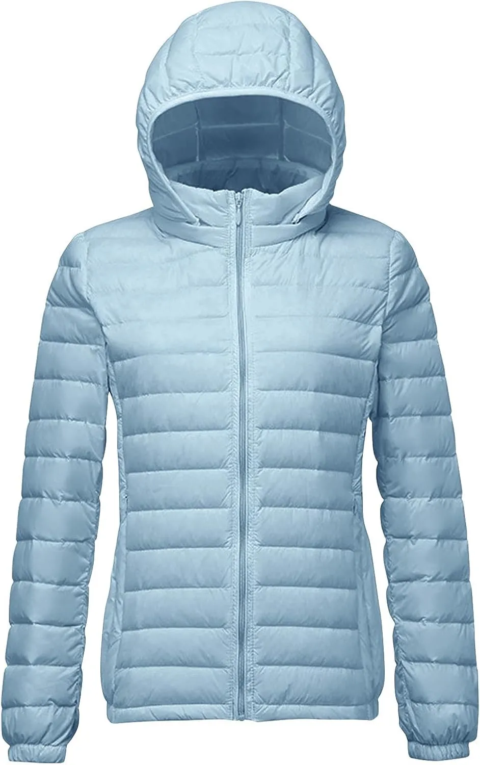 Womens Packable Down Jacket Lightweight Quilted Puffer Coat Casual Zipper Pockets Duck Down Outwear with Removable Hood