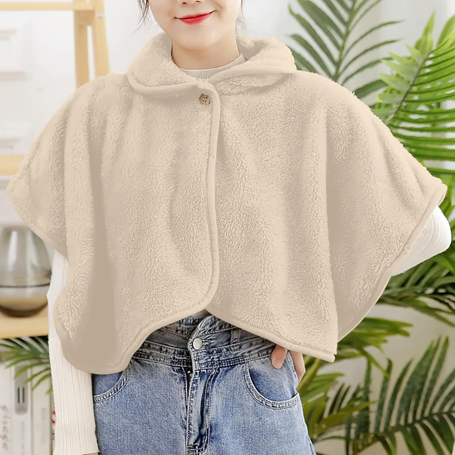 Women's Pashmina Shawls Topper Velvet Plush Sherpa Fleece Lined Shawls Cape Open Front Cardigan Poncho Cloak Cape