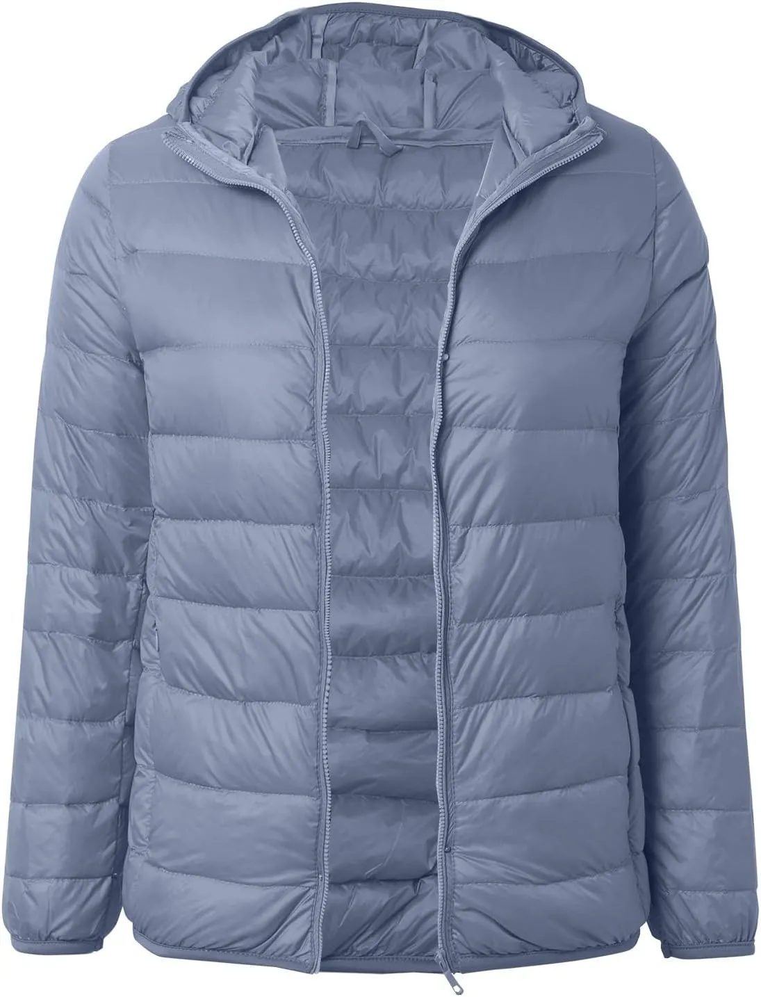 Women's Puffer Jacket Packable Quilted Lightweight Down Jacket Plus Size Short Bubble Coat Light Winter Hooded Coat
