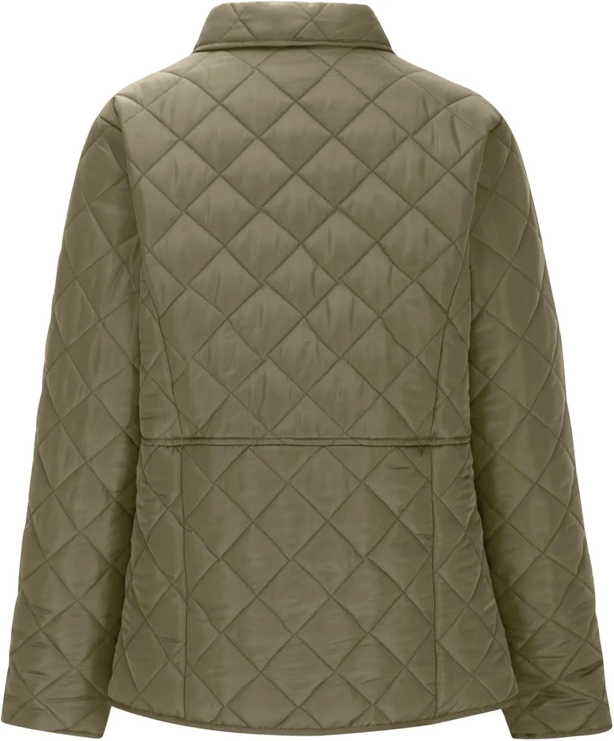 Womens Quilted Jackets Lightweight Casual Long Sleeve Button Down Lapel Puffer Coat Fall Winter Solid Color Warm Top