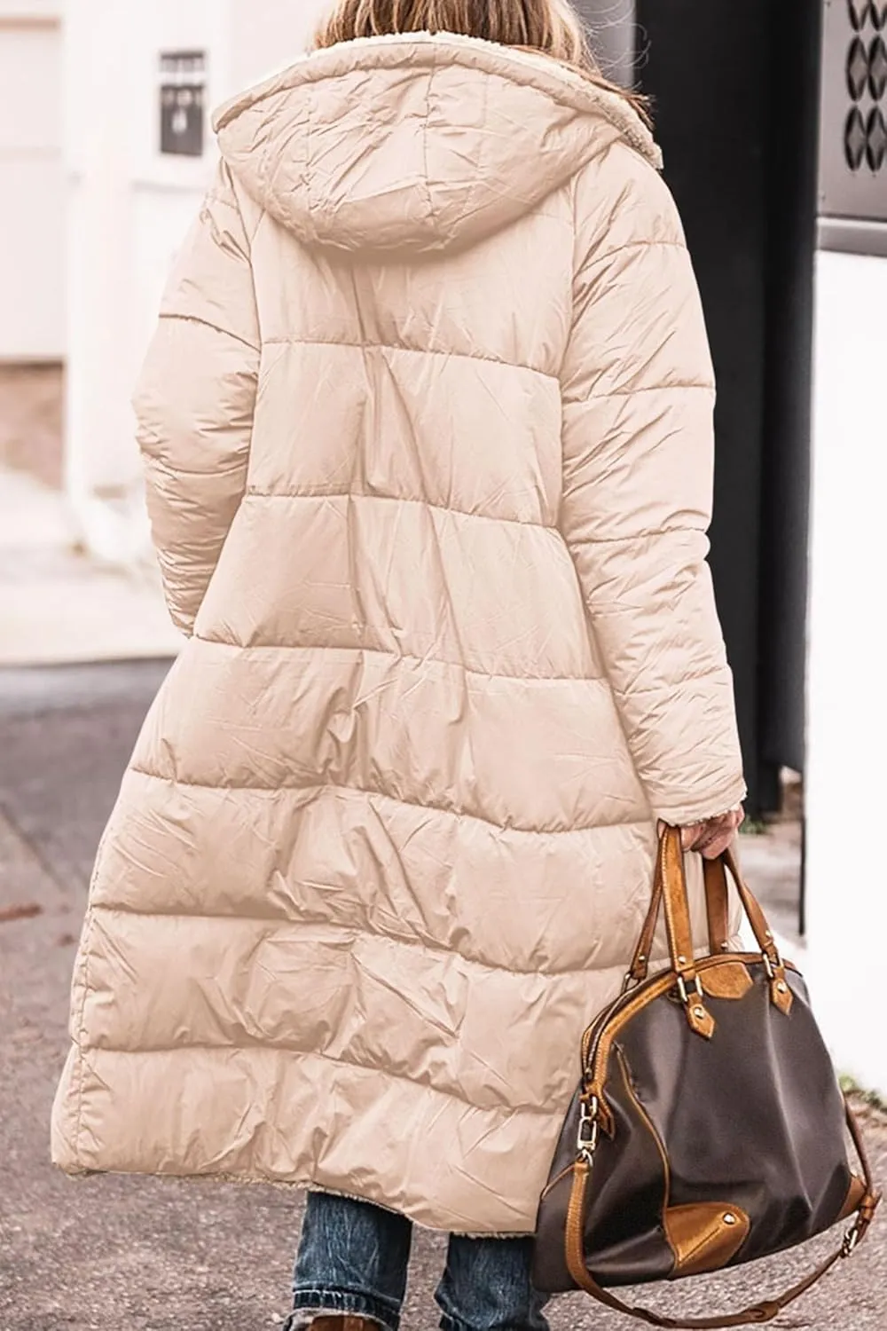 Women's Reversible Jackets with Hood Oversized Shearling Fleece Long Coats Winter Casual Fashion Clothes