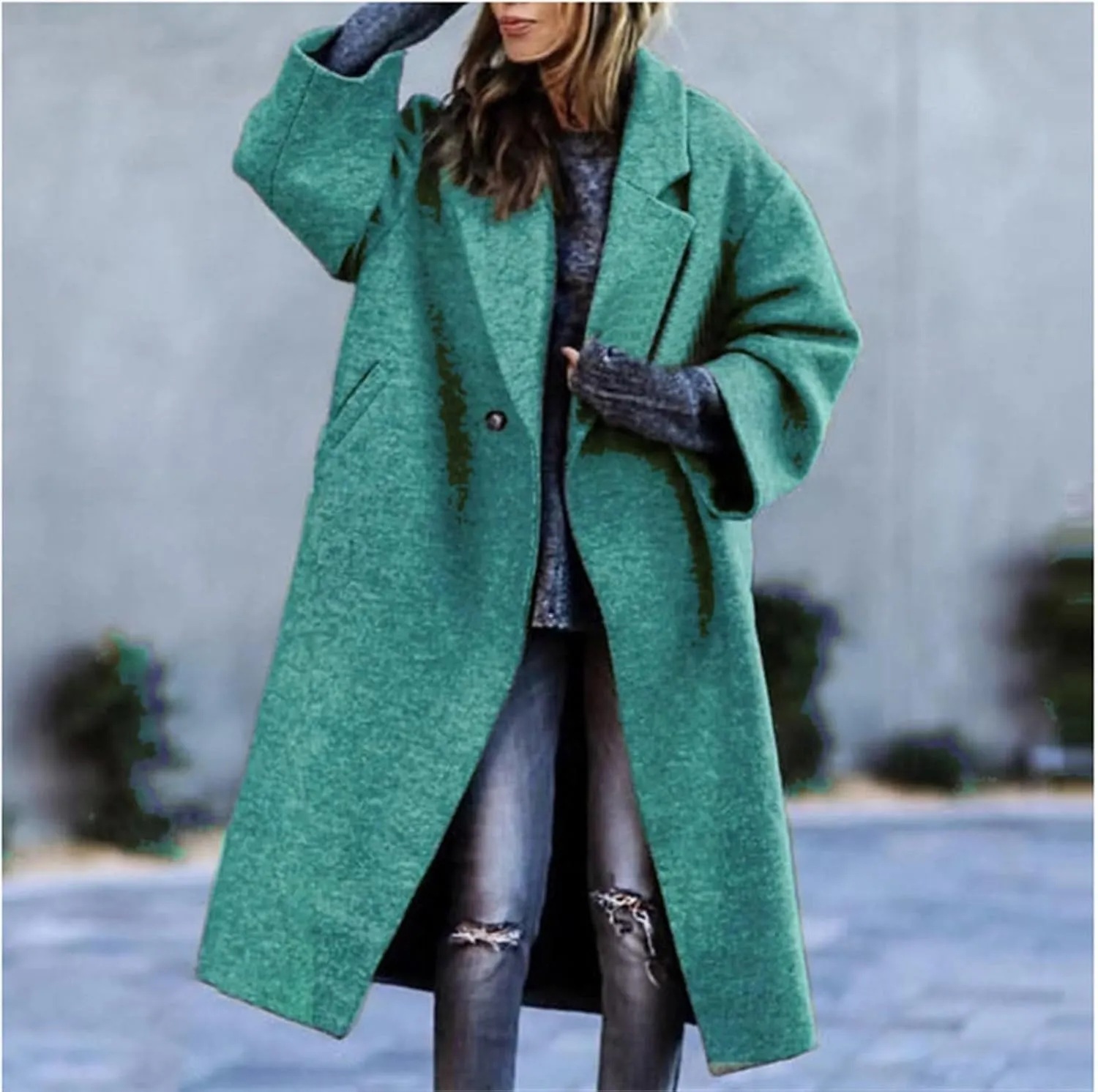 Women's Reversible Plaid Wool Blend Overcoat Fleece Notched Collar Double Breasted Pea Coat