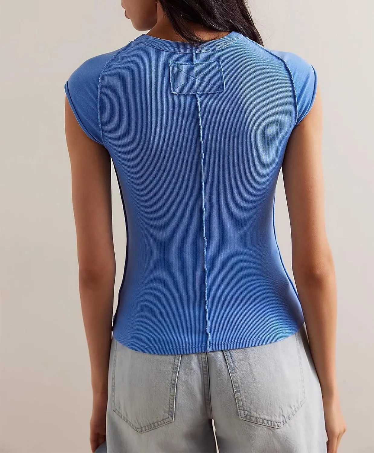 Womens Ribbed Tank Tops Cap Sleeve Summer T Shirt Slim Fitted Knit Basic Tee Shirts Y2k Trendy Crop Top 2025 Streetwear