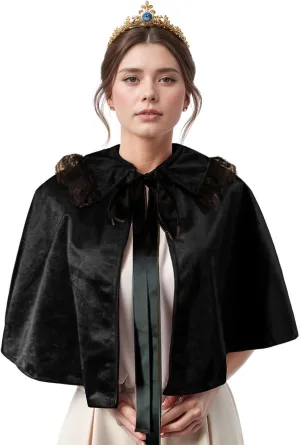 Women's Short Cape,Medieval Shawl Velvet Cape Victorian Gothic Lolita Steampunk Cloak for Cosplay